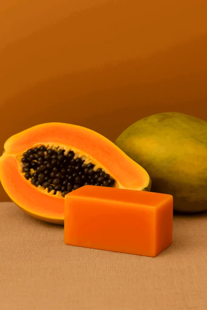 Best Papaya Soap for Skin Whitening held in hand, highlighting its natural formula and glow-enhancing benefits