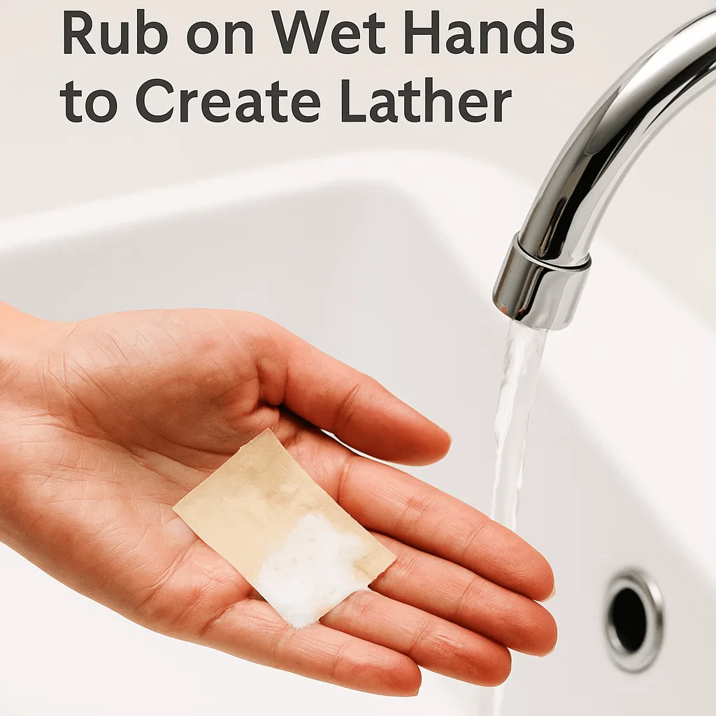How to Use Paper Soap illustrated with step-by-step visual instructions for proper hand cleansing