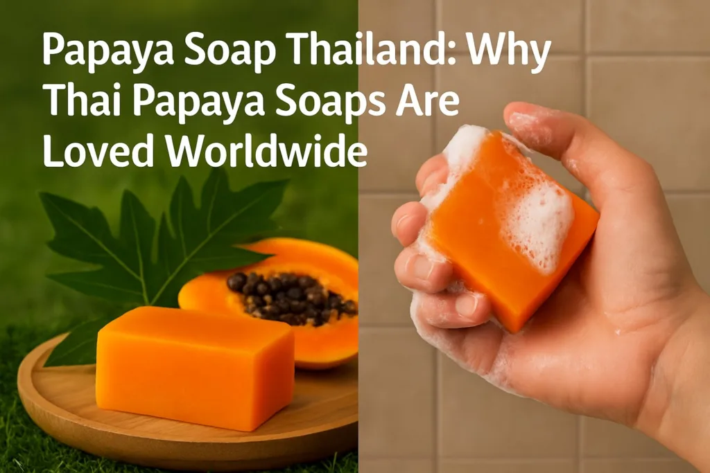 Papaya Soap Thailand used in daily skincare routine, showing natural cleansing benefits
