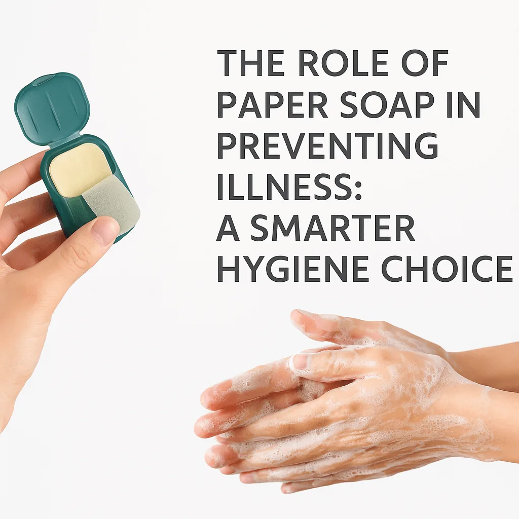 Graphic illustration titled 'The Role of Paper Soap in Preventing Illness' highlighting hygiene benefits of paper soap