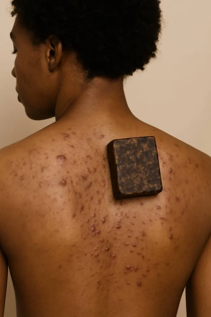 Visible back results after using African Black Soap Bacne remedy