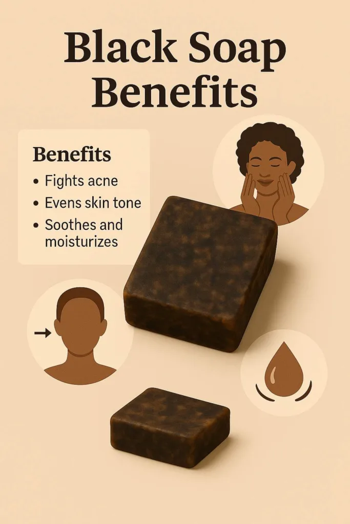 A person lathering African black soap on their back, demonstrating how to use black soap for effective black soap skincare.